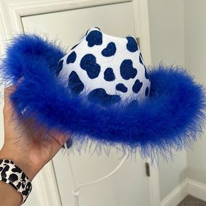 COPY - Blue Cowprint Cowboy hat (DIY) - perfect for bachelorette party!!